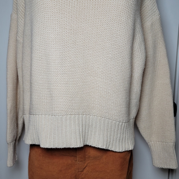 Love Olive Co Cream Cable Knit Cowl Neck Sweater Cotton Blend Size Small - Picture 2 of 12